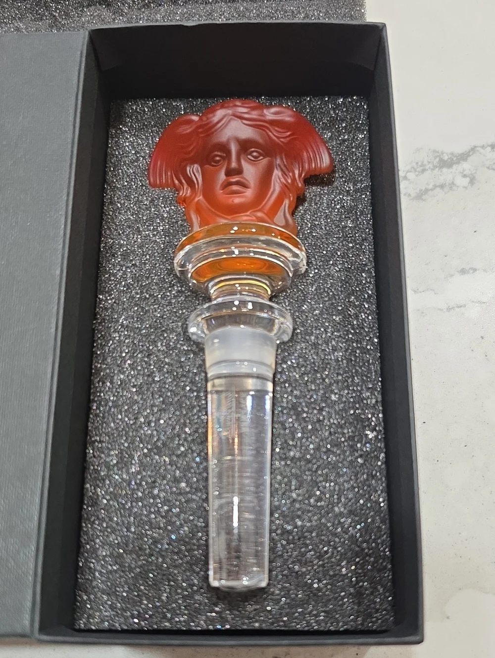VERSACE ROSENTHAL MEDUSA Wine Stop Amber Crystal NEW